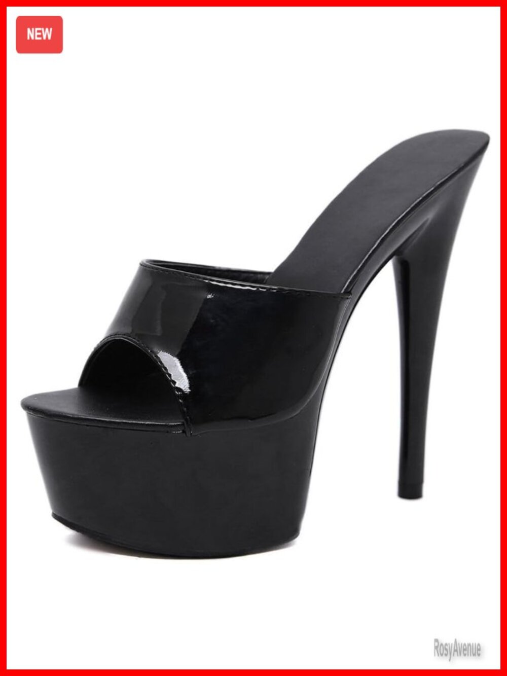 Patent Leather Platform Stiletto Mule Heels Slip On Party Shoes